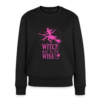WITCH chemin vers le vin? - Pull Premium bio Femme - noir - Devant - Julia (174cm)