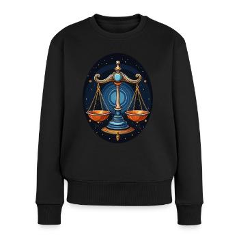 Signe du zodiaque Balance - Pull Premium bio Femme - noir - Devant - Julia (174cm)