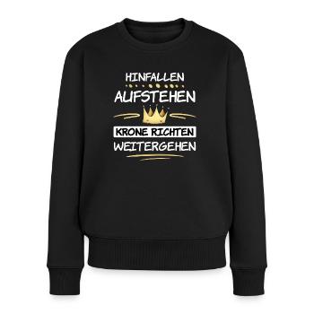 Lustiger Spruch Prinzessin Krone richten - Frauen Premium Bio Pullover - Schwarz - Vorne - Julia (174cm)