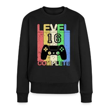 16 ans - Cadeau pour 16 ans - Pull Premium bio Femme - noir - Devant - Julia (174cm)