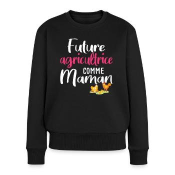 Agricultrice Agriculture 2022 Naissance Bébé - Pull Premium bio Femme - noir - Devant - Julia (174cm)