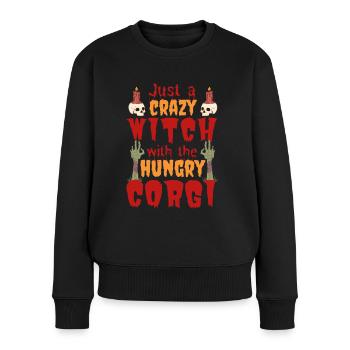 Welsh Corgi Halloween Costume Dog Saying - Women's Premium Organic Jumper - black - Front - Julia (174cm)