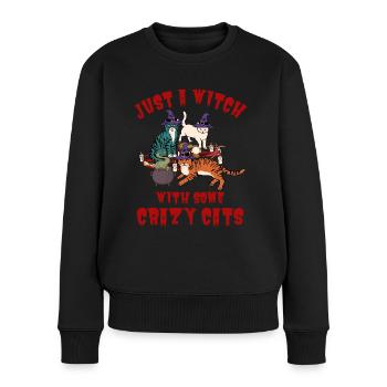 Chats d’Halloween mignons et effrayants - Pull Premium bio Femme - noir - Devant - Julia (174cm)