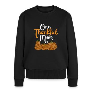 Maman reconnaissante Maman Automne laisse de la gratitude - Pull Premium bio Femme - noir - Devant - Julia (174cm)