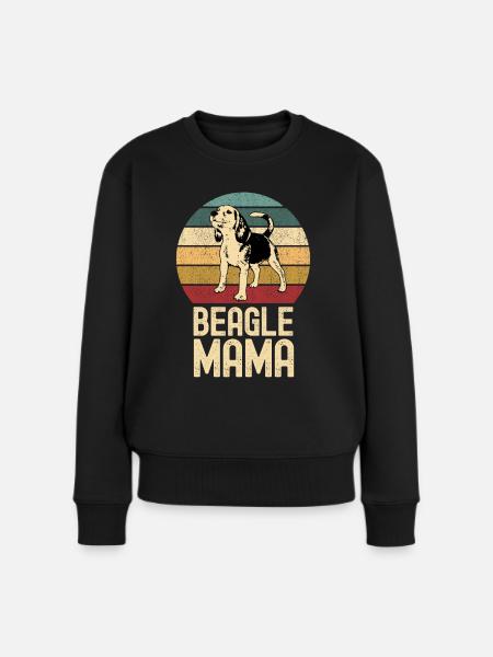 Beagle Mama Hund Retro Vintage - Frauen Premium Bio Pullover - Schwarz