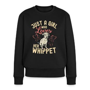 Süßer Whippet Welpe Liebhaber Kawaii - Frauen Premium Bio Pullover - Schwarz - Vorne - Julia (174cm)