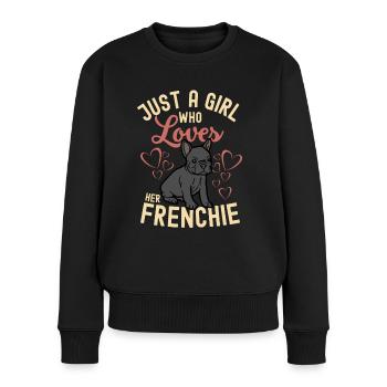 Süße Französische Bulldogge Liebhaber Kawaii - Frauen Premium Bio Pullover - Schwarz - Vorne - Julia (174cm)