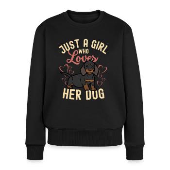 Süßer Dackel Liebhaber Kawaii - Frauen Premium Bio Pullover - Schwarz - Vorne - Julia (174cm)