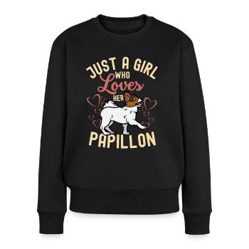 Sweet Papillon puppy lover kawaii - Women's Premium Organic Jumper - black - Front - Julia (174cm)