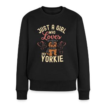 Süßer Yorkshire Terrier Liebhaber Kawaii - Frauen Premium Bio Pullover - Schwarz - Vorne - Julia (174cm)
