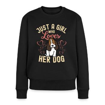 Süßer Basset Hound Welpe Liebhaber Kawaii - Frauen Premium Bio Pullover - Schwarz - Vorne - Julia (174cm)