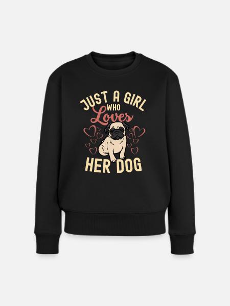 Süßer Mops Liebhaber Kawaii - Frauen Premium Bio Pullover - Schwarz