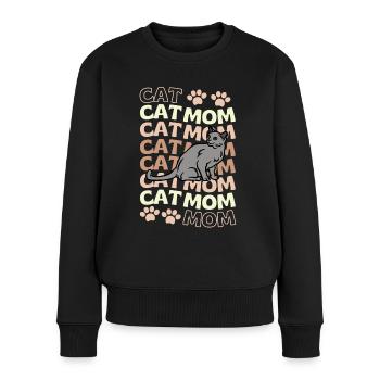 Süße Russisch Blau Katze Mama - Frauen Premium Bio Pullover - Schwarz - Vorne - Julia (174cm)