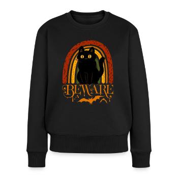 Chat d’Halloween pour Halloween - Pull Premium bio Femme - noir - Devant - Julia (174cm)