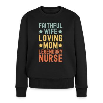Épouse fidèle, Mère aimante, Infirmière - Pull Premium bio Femme - noir - Devant - Julia (174cm)