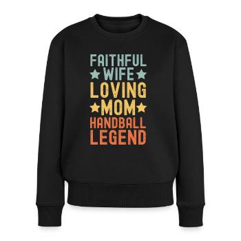 Ehefrau Mutter Handball Legende retro vintage - Frauen Premium Bio Pullover - Schwarz - Vorne - Julia (174cm)