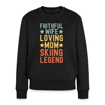 Ehefrau Mutter Ski Legende retro vintage - Frauen Premium Bio Pullover - Schwarz - Vorne - Julia (174cm)