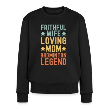 Femme Mère Badminton Légende rétro vintage - Pull Premium bio Femme - noir - Devant - Julia (174cm)