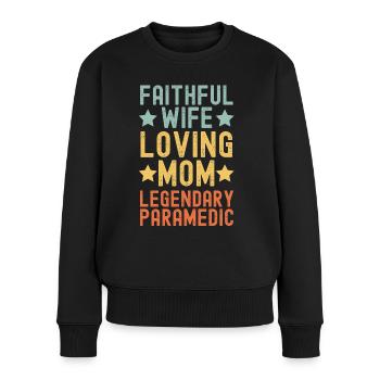 Épouse fidèle, Mère aimante, Ambulancière - Pull Premium bio Femme - noir - Devant - Julia (174cm)
