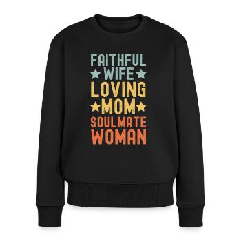 Épouse fidèle, Mère aimante, Âme sœur - Pull Premium bio Femme - noir - Devant - Julia (174cm)
