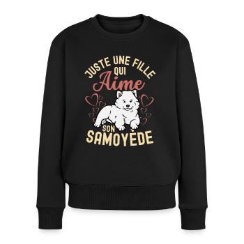 Amant de chiot Samoyède mignon Kawaii - Pull Premium bio Femme - noir - Devant - Julia (174cm)