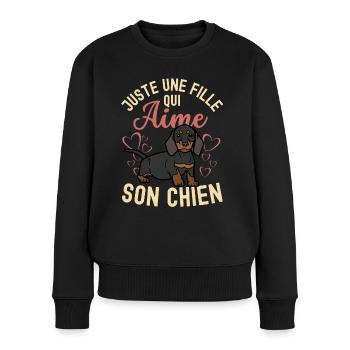 Amant de teckel mignon kawaii - Pull Premium bio Femme - noir - Devant - Julia (174cm)