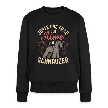 Amant de chien schnauzer mignon kawaii - Pull Premium bio Femme - noir - Devant - Julia (174cm)
