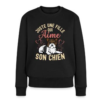 Mignon Biewer Terrier Chiot Kawaii - Pull Premium bio Femme - noir - Devant - Julia (174cm)
