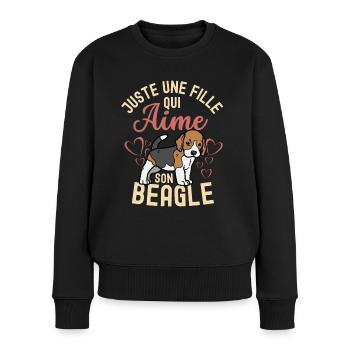 Chien beagle mignon beagle kawaii - Pull Premium bio Femme - noir - Devant - Julia (174cm)