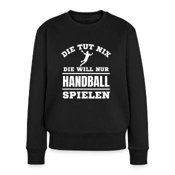 Handball Spielerin Frauen Handball Liebhaber - Frauen Premium Bio Pullover - Schwarz - Vorne - Julia (174cm)