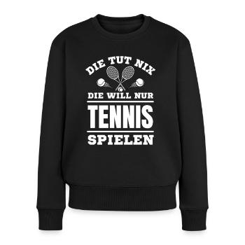 Tennis Frauen Tennisspielerin - Frauen Premium Bio Pullover - Schwarz - Vorne - Julia (174cm)
