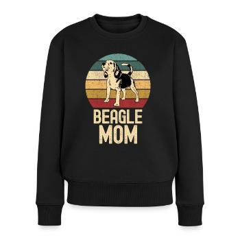 Beagle Mama retro vintage - Frauen Premium Bio Pullover - Schwarz - Vorne - Julia (174cm)