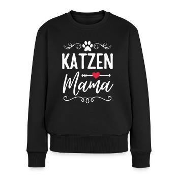 Katzen Mama Katze Mutter - Frauen Premium Bio Pullover - Schwarz - Vorne - Julia (174cm)