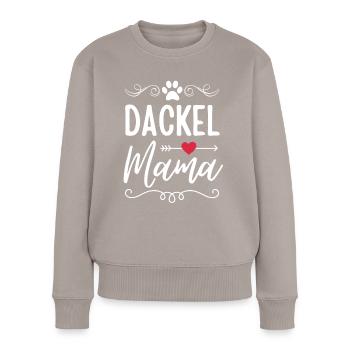 Teckel Mama Amoureux des teckels - Pull Premium bio Femme - taupe - Devant - Julia (174cm)