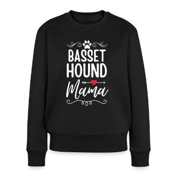 Basset-Hound Mama - Frauen Premium Bio Pullover - Schwarz - Vorne - Julia (174cm)