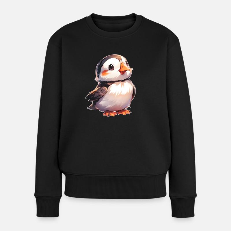 Papageitaucher - Frauen Premium Bio Pullover - Schwarz