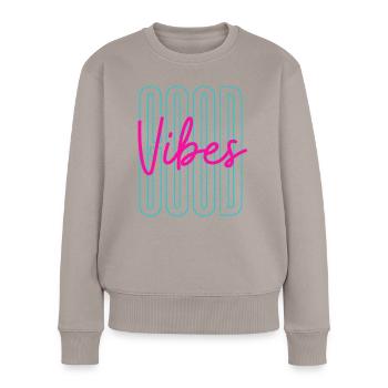 Neon Good Vibes Positive Inspiration - Pull Premium bio Femme - taupe - Devant - Julia (174cm)