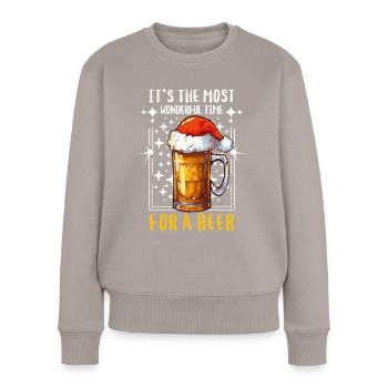 Weihnachten Bier Weihnachtsbier Prost Lustig Humor - Frauen Premium Bio Pullover - Taupe - Vorne - Julia (174cm)