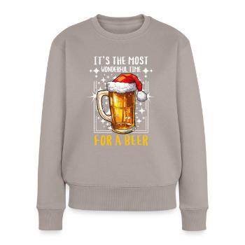 Weihnachten Bier Weihnachtsbier Prost Lustig Humor - Frauen Premium Bio Pullover - Taupe - Vorne - Julia (174cm)