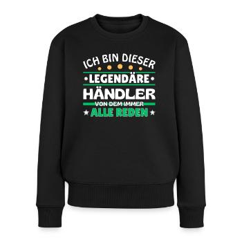 Je suis ce marchand légendaire - Pull Premium bio Femme - noir - Devant - Julia (174cm)