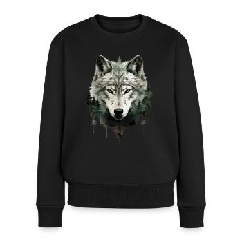Wolf Wolf Head Nature Wilderness Adventure Forest Art - Women's Premium Organic Jumper - black - Front - Julia (174cm)
