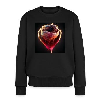 Herz Love Abstract Collection 2 - Frauen Premium Bio Pullover - Schwarz - Vorne - Julia (174cm)