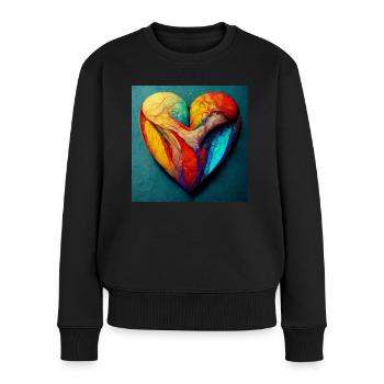 Herz Love Abstract Collection 11 - Frauen Premium Bio Pullover - Schwarz - Vorne - Julia (174cm)