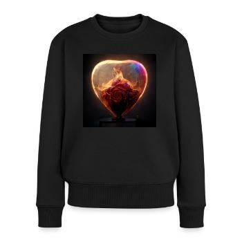 Herz Love Abstract Collection 3 - Frauen Premium Bio Pullover - Schwarz - Vorne - Julia (174cm)