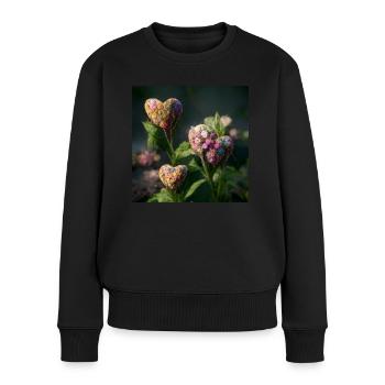 Herz Love Abstract Collection 6 - Frauen Premium Bio Pullover - Schwarz - Vorne - Julia (174cm)