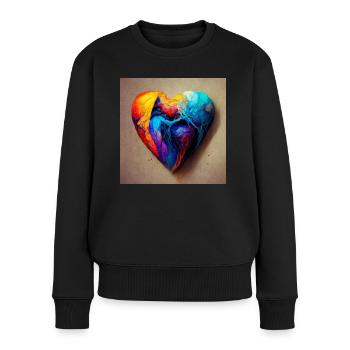 Herz Love Abstract Collection 10 - Frauen Premium Bio Pullover - Schwarz - Vorne - Julia (174cm)