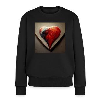 Herz Love Abstract Collection 14 - Frauen Premium Bio Pullover - Schwarz - Vorne - Julia (174cm)