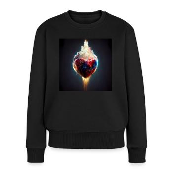 Herz Love Abstract Collection 18 - Frauen Premium Bio Pullover - Schwarz - Vorne - Julia (174cm)