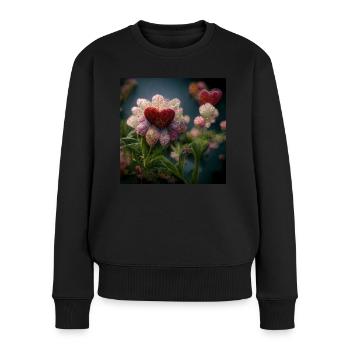 Herz Love Abstract Collection 7 - Frauen Premium Bio Pullover - Schwarz - Vorne - Julia (174cm)