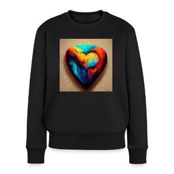 Herz Love Abstract Collection 8 - Frauen Premium Bio Pullover - Schwarz - Vorne - Julia (174cm)